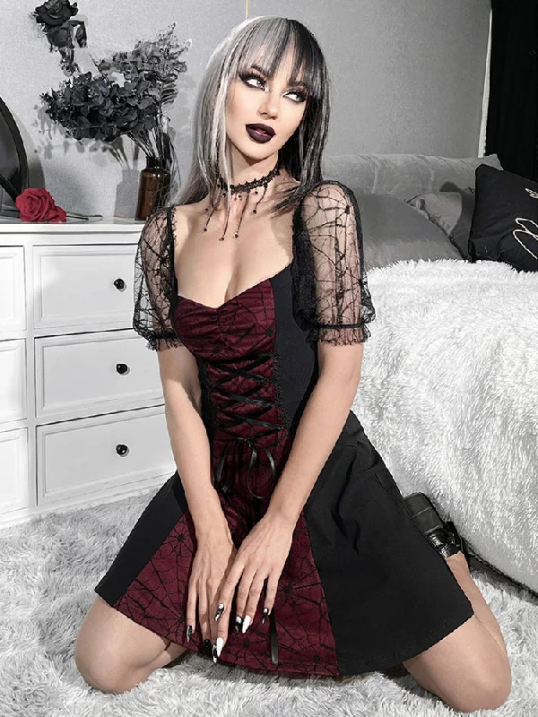 Mini dresses with wrap - around styles Gothic Harajuku Lace Short Sleeve Grunge Sexy Patchwork Lolita Strap Mini Dress Mini dresses with wrap - around styles Gothic Harajuku Lace Short Sleeve Grunge Sexy Patchwork Lolita Strap Mini Dress