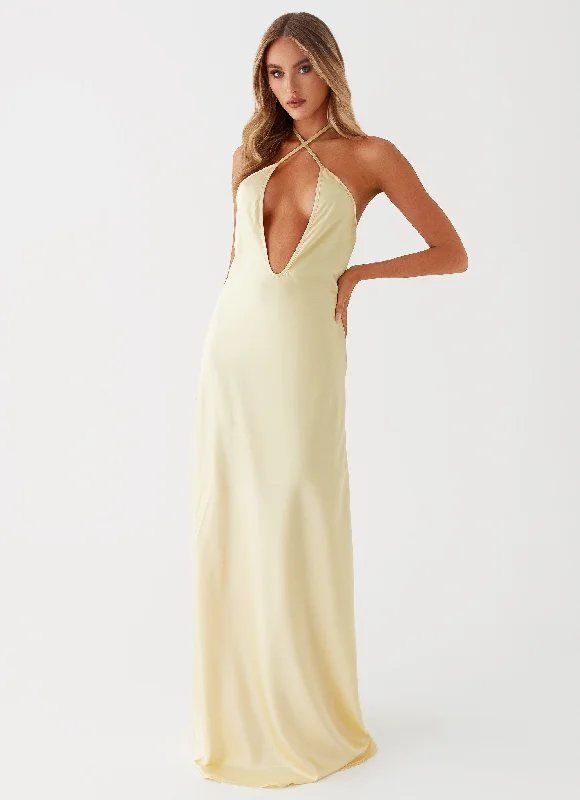 Faux Fur - Lined Casual Dresses for Winter Warmth Noir Symphony Maxi Dress - Yellow Faux Fur - Lined Casual Dresses for Winter Warmth Noir Symphony Maxi Dress - Yellow