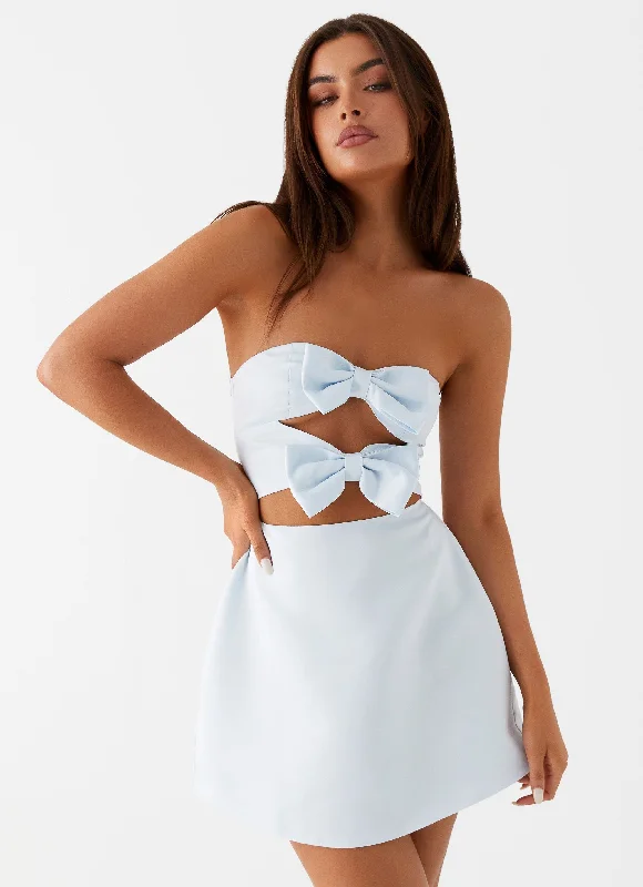 Maternity Casual Dresses for Pregnant Women​ Girl Crush Bow Mini Dress - Blue