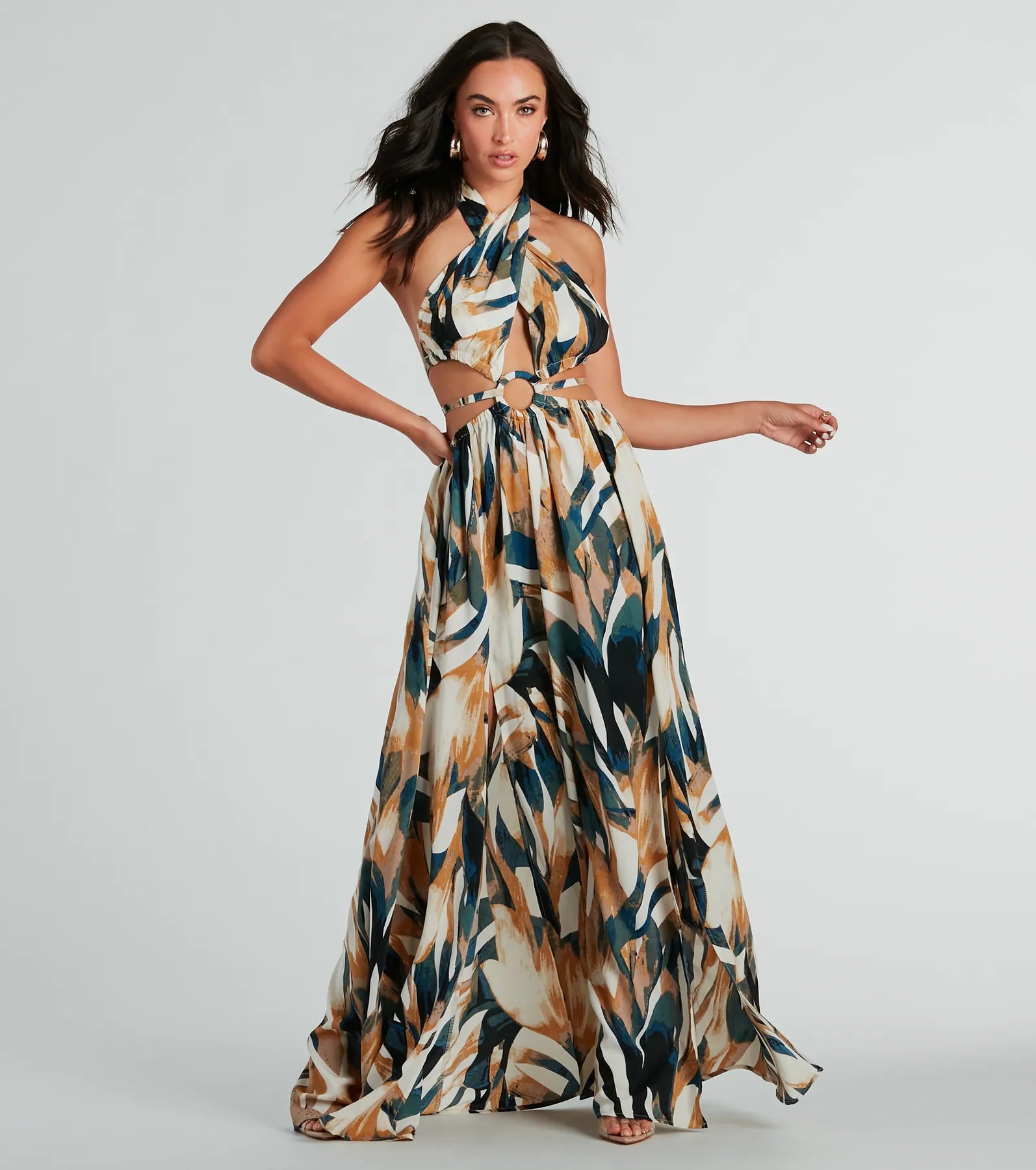 Festival - Inspired Casual Dresses with Bohemian Flair​ Dreamy Destination Cutout Tropical Print Maxi Dress