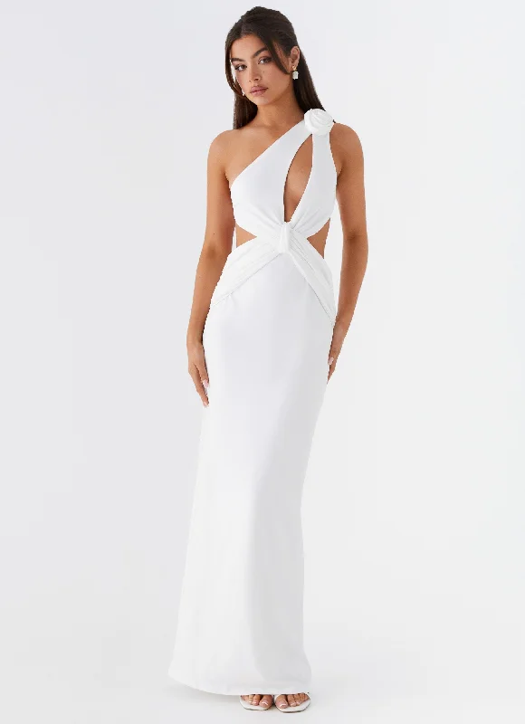 Upcycled Casual Dresses for an Eco - Conscious Choice Lovesome Rosa Maxi Dress - White Upcycled Casual Dresses for an Eco - Conscious Choice Lovesome Rosa Maxi Dress - White