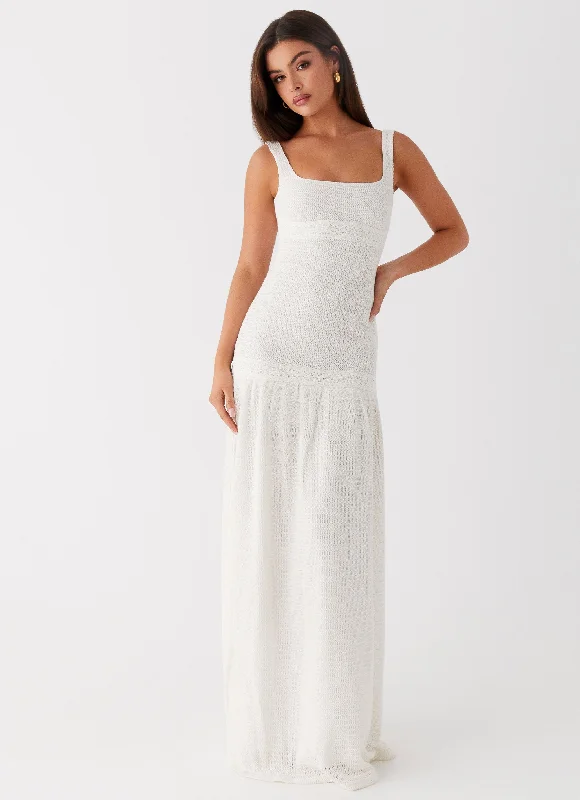 Satin Casual Dresses with a Shiny Finish​ Lyrical Maxi Dress - Ivory
