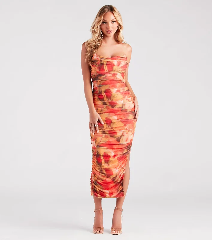 Tie - Waist Casual Dresses for Adjustable Fit​ Artistic Muse Abstract Strapless Midi Dress