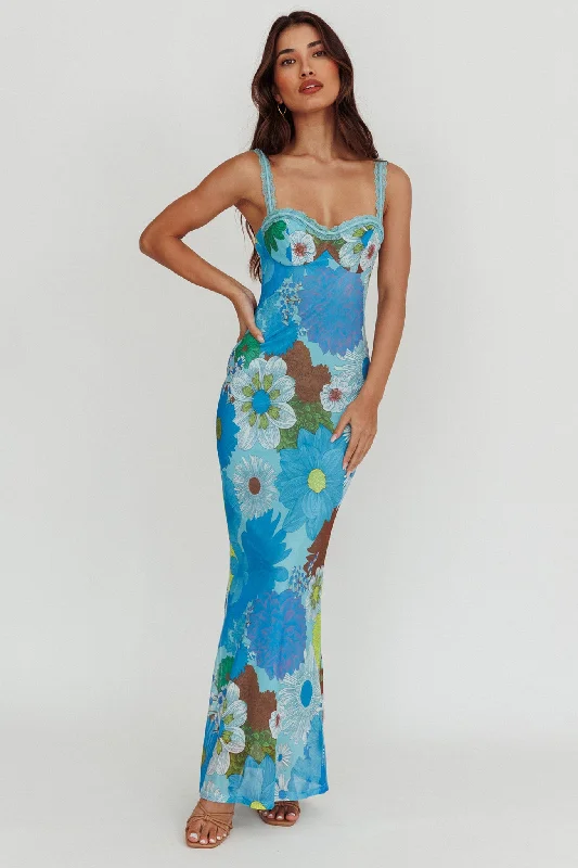 Pocket - Equipped Casual Dresses for Practicality​ Girl Power Lace Strap Maxi Dress Blue