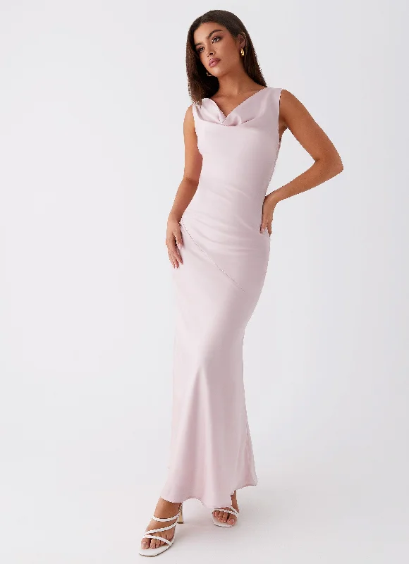 Faux Fur - Lined Casual Dresses for Winter Warmth Be Mine Satin Maxi Dress - Mauve Pink Faux Fur - Lined Casual Dresses for Winter Warmth Be Mine Satin Maxi Dress - Mauve Pink
