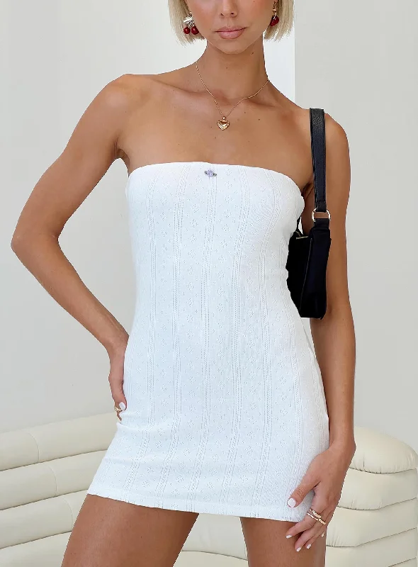 Leather mini dresses for a edgy style Edwina Tube Mini Dress White