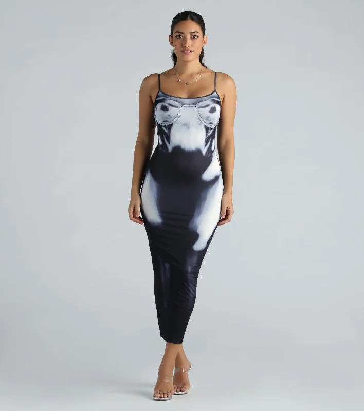 Hypoallergenic Casual Dresses for Sensitive Skin See Through Me X-Ray Graphic Maxi Dress Hypoallergenic Casual Dresses for Sensitive Skin See Through Me X-Ray Graphic Maxi Dress
