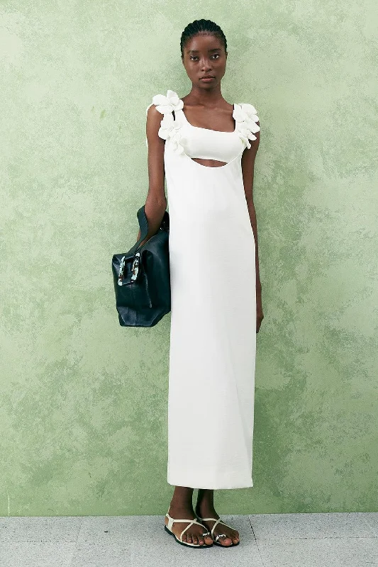 Festival - Inspired Casual Dresses with Bohemian Flair Hiptage Straight Square Neck Crepe Ankle Length Dress Festival - Inspired Casual Dresses with Bohemian Flair Hiptage Straight Square Neck Crepe Ankle Length Dress