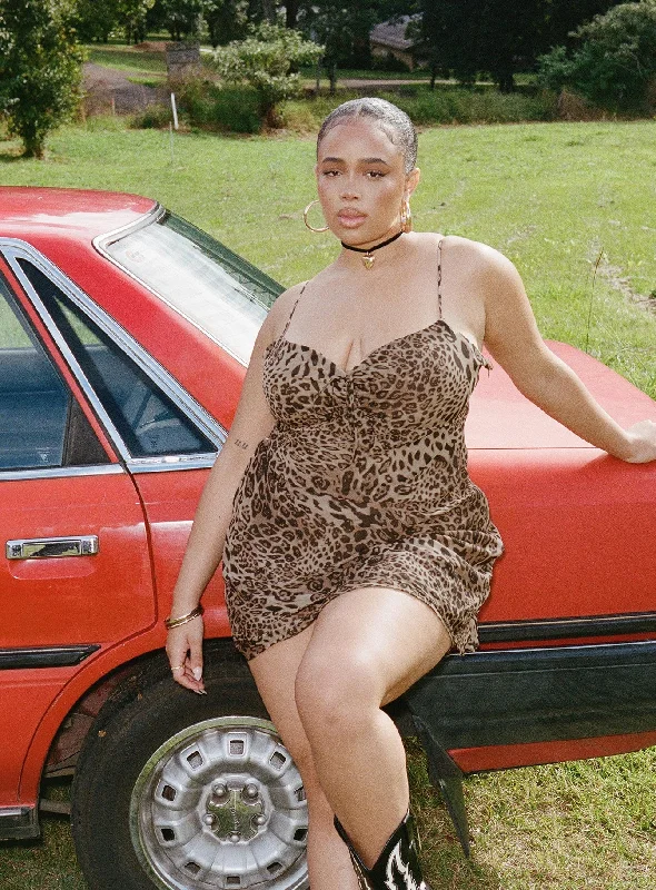 Strapless mini dresses for a beach vacation Linnard Mini Dress Leopard Curve
