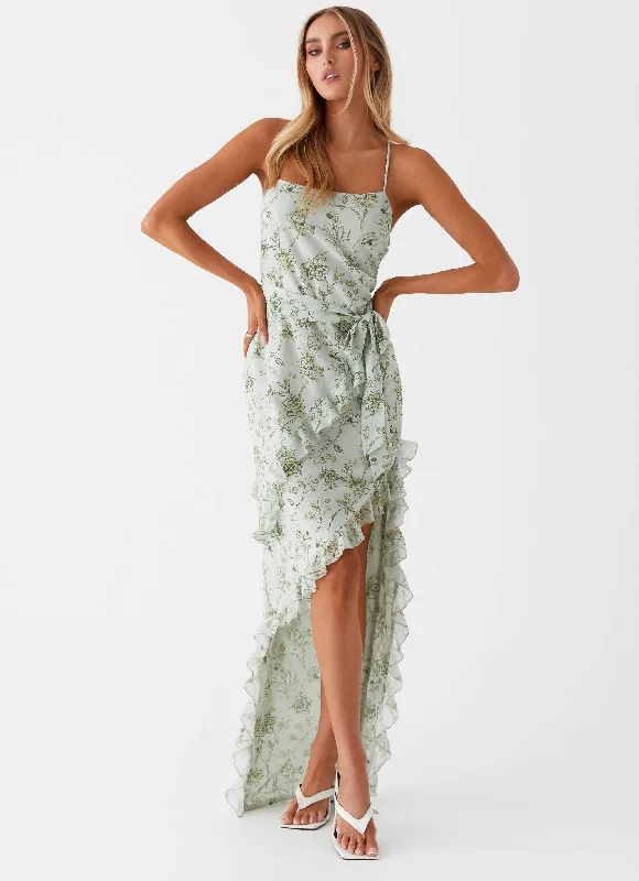 Off - Shoulder Casual Dresses for a Feminine Touch Sweet Serenity Maxi Dress - Sage Floral Off - Shoulder Casual Dresses for a Feminine Touch Sweet Serenity Maxi Dress - Sage Floral