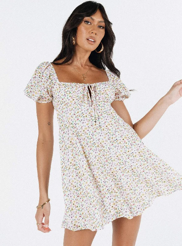 Mini dresses with beaded embellishments for a fancy event Sudarso Mini Dress Yellow Floral