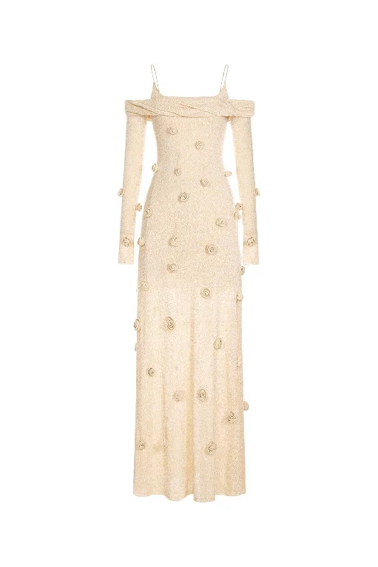 Custom - Made Casual Dresses for a Personalized Fit Beige Off-shoulder Floral Dress