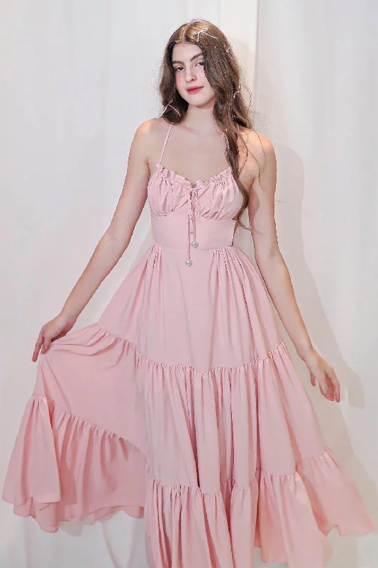 Long - Sleeve Casual Dresses in Lightweight Fabrics​ Michaelmas Tiered Sleeveless Cotton Blend Midi Dress