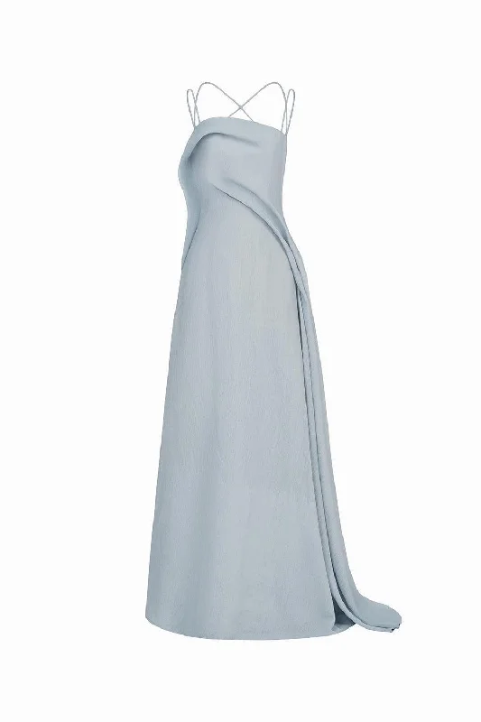 Garden Party Casual Dresses with Floral Motifs Bich Tuyen A-line Spaghetti Strap Silk Organza Floor Length Dress Garden Party Casual Dresses with Floral Motifs Bich Tuyen A-line Spaghetti Strap Silk Organza Floor Length Dress