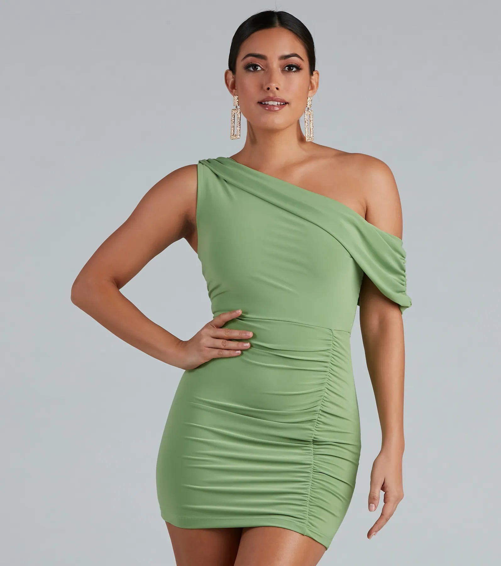 Mini dresses with puff sleeves for a vintage look Georgia Formal One Shoulder Mini Dress