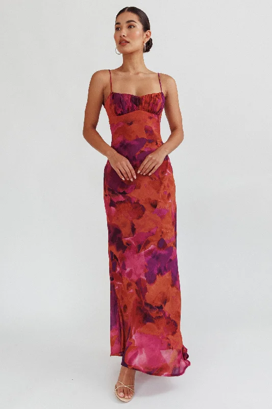 Festival - Inspired Casual Dresses with Bohemian Flair Nerida Low Back Twist Maxi Dress Dark Rose Festival - Inspired Casual Dresses with Bohemian Flair Nerida Low Back Twist Maxi Dress Dark Rose