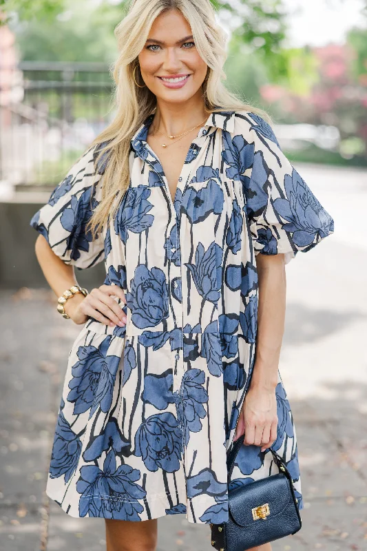 Stretchable Casual Dresses for a Flexible Fit Aureum: Love You Better Blue Floral Babydoll Dress Stretchable Casual Dresses for a Flexible Fit Aureum: Love You Better Blue Floral Babydoll Dress