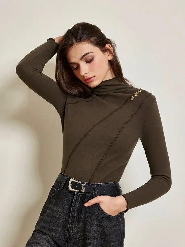 Scarf - Accented Casual Dresses for Added Style​ Metal-Detail Piping Jersey Top