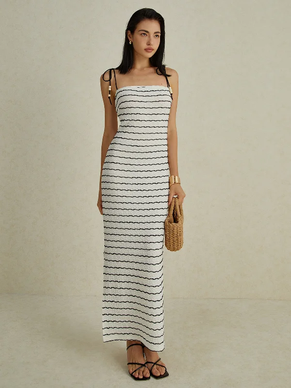 Hypoallergenic Casual Dresses for Sensitive Skin​ Stripe Cami Long Dress