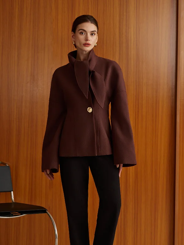 Maxi Casual Dresses for a Relaxed Look​ Plain Metal-Button Coat With Scarf