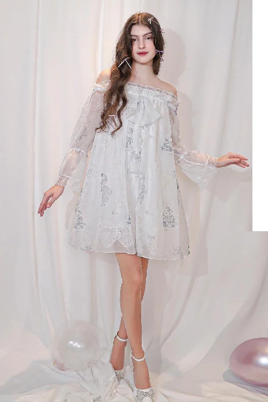 Geometric - Patterned Casual Dresses for a Modern Style Lillie Babydoll Long Sleeved Voile Mini Dress Geometric - Patterned Casual Dresses for a Modern Style Lillie Babydoll Long Sleeved Voile Mini Dress