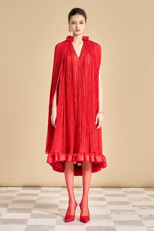 Bamboo - Fiber Casual Dresses for an Eco - Friendly Option Carnation Drop Waist V-Neck Chiffon Midi Dress Bamboo - Fiber Casual Dresses for an Eco - Friendly Option Carnation Drop Waist V-Neck Chiffon Midi Dress