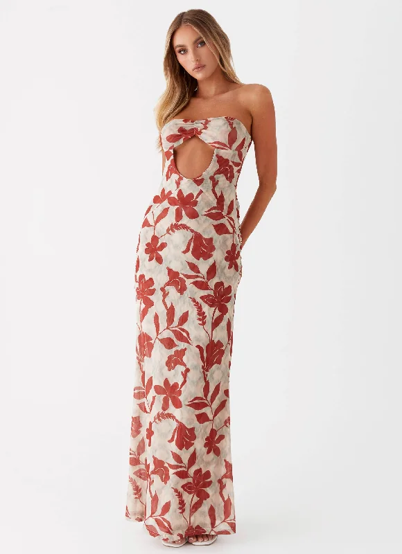 A - Line Casual Dresses for a Flattering Silhouette Dearest Maxi Dress - Red Green Floral A - Line Casual Dresses for a Flattering Silhouette Dearest Maxi Dress - Red Green Floral