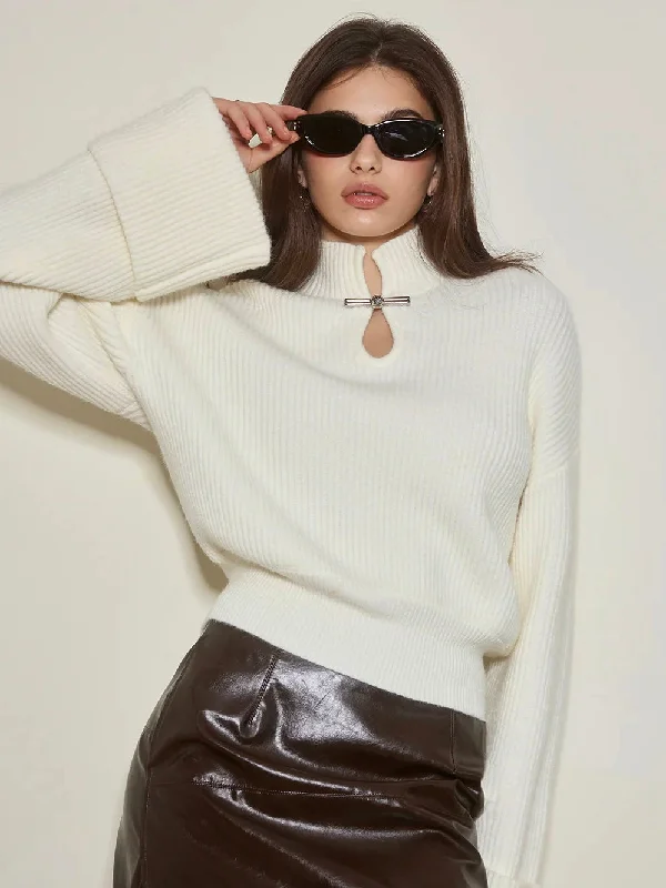 Faux Fur - Lined Casual Dresses for Winter Warmth Keyhole Neckline Ribbed Shift Sweater Faux Fur - Lined Casual Dresses for Winter Warmth Keyhole Neckline Ribbed Shift Sweater