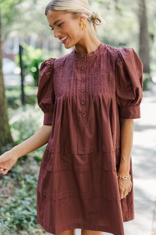 Sleep - Wear Inspired Casual Dresses for a Cozy Feel Mark Your Calendars Espresso Brown Babydoll Dress Sleep - Wear Inspired Casual Dresses for a Cozy Feel Mark Your Calendars Espresso Brown Babydoll Dress