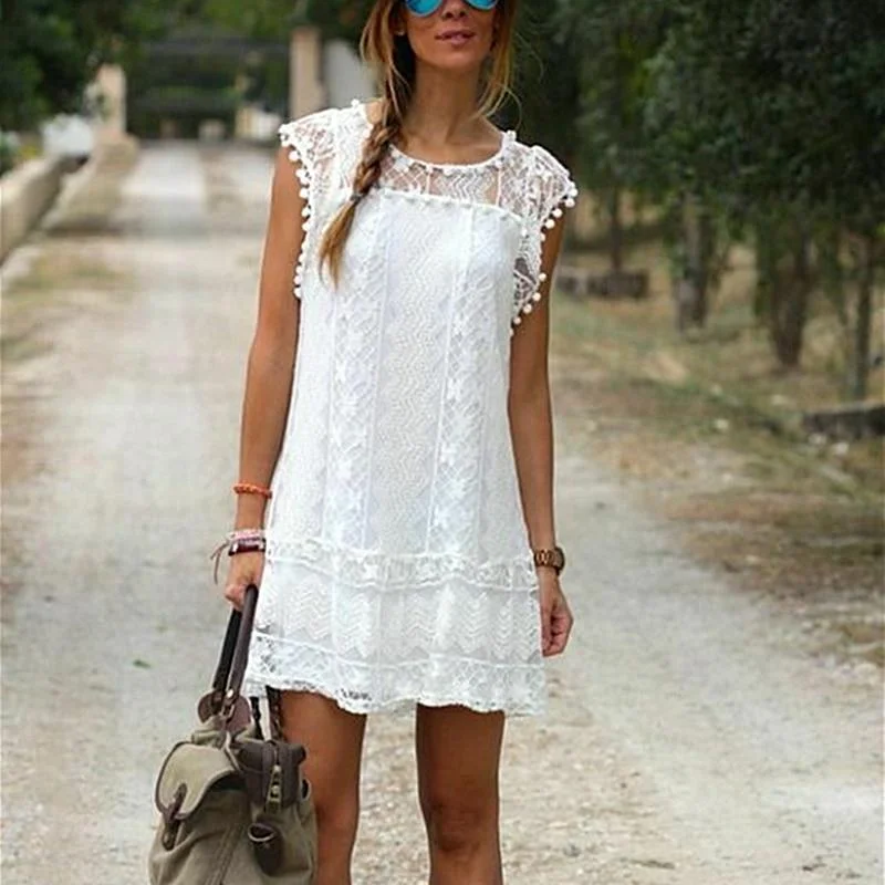 Mini dresses with geometric prints for a modern aesthetic FashionSierra - Women Summer Short Mini Dress Lace Chiffon Dress Mini dresses with geometric prints for a modern aesthetic FashionSierra - Women Summer Short Mini Dress Lace Chiffon Dress