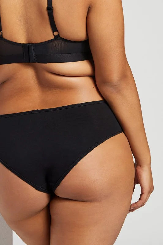 Women's mid - rise briefs with a bow detail Cotton Brief in Black (Pack)