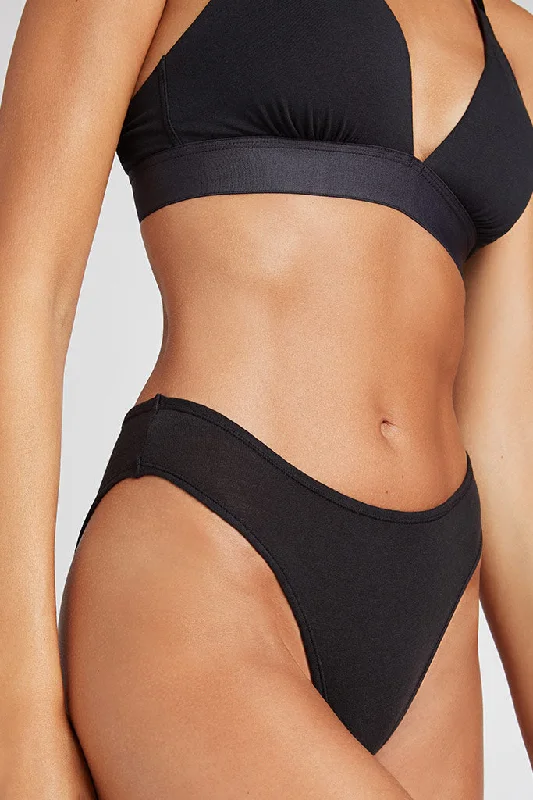 Women's boyshort briefs with a floral print Cotton French Cut Brief in Black (Pack)