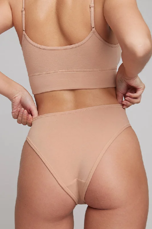 Women's string briefs with a metallic accent Cotton French Cut Brief in Buff (Pack)