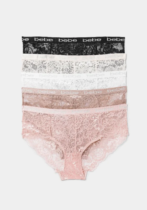 Vintage Inspired Lingerie for Women  Five Pack Lace Hipster Set