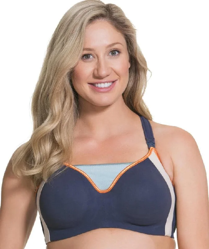 organic cotton hypoallergenic women nursing bra Cake Maternity Zest Flexi Wire High Impact Maternity & Nursing Sports Bra - Navy