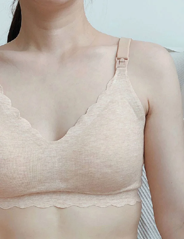 lace trim women nursing bra for a feminine touch Buttercup Seamless Nursing Bralette in Nude lace trim women nursing bra for a feminine touch Buttercup Seamless Nursing Bralette in Nude
