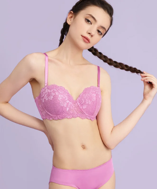 plus size lace women bra and panty sets Crush On You Half Cup Bra Set 707-73636
