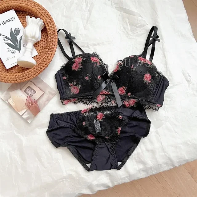 cheeky panty women bra and panty sets for a flirty style Cute Lace Flower Embroided Adjustable Straps Push Up Bridal Padded Bra and panty 017 cheeky panty women bra and panty sets for a flirty style Cute Lace Flower Embroided Adjustable Straps Push Up Bridal Padded Bra and panty 017