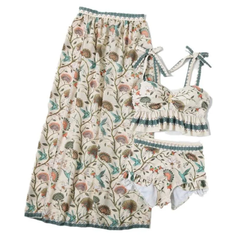 Printed bikini briefs with floral patterns​ David 3 Piece Swimsuit