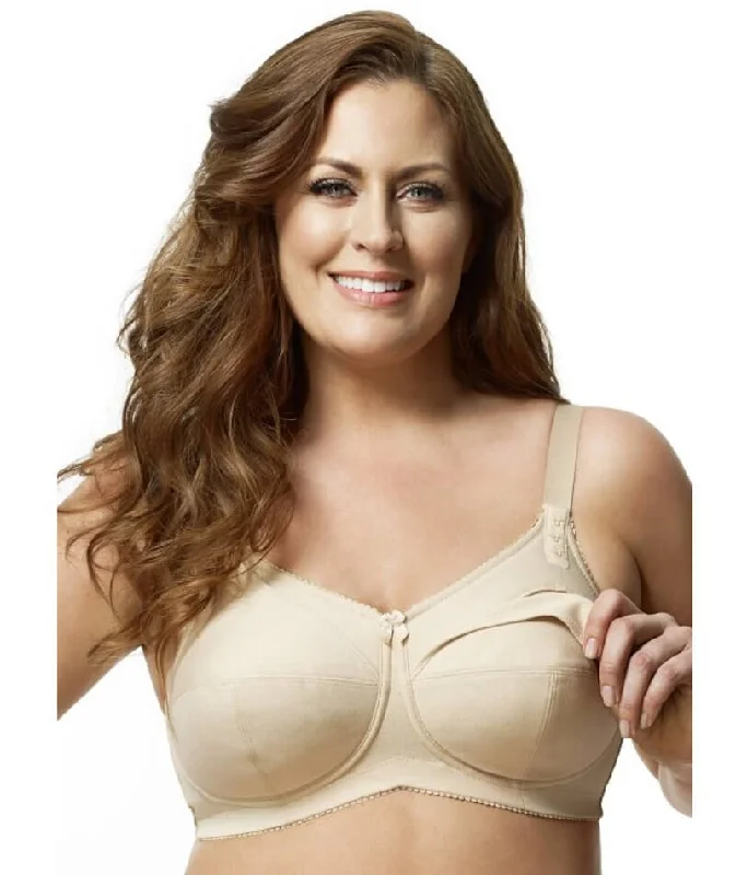 front closure women nursing bra Elila Cotton Cup Wire-Free Nursing Bra - Nude