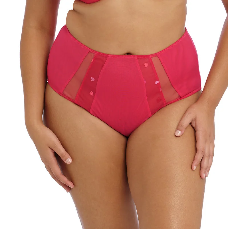 Women's Corset Style Lingerie  Elomi Sachi Red Confetti Hearts Full Brief Panty 4354
