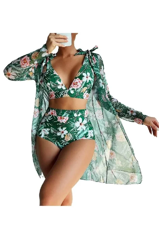 Bikini briefs with a high - waist and cheeky back Fino Holiday Bikini Set with Cape Bikini briefs with a high - waist and cheeky back Fino Holiday Bikini Set with Cape
