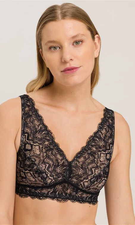Non wired nursing bras for new moms​ Hanro Solene Soft Cup Bra Black