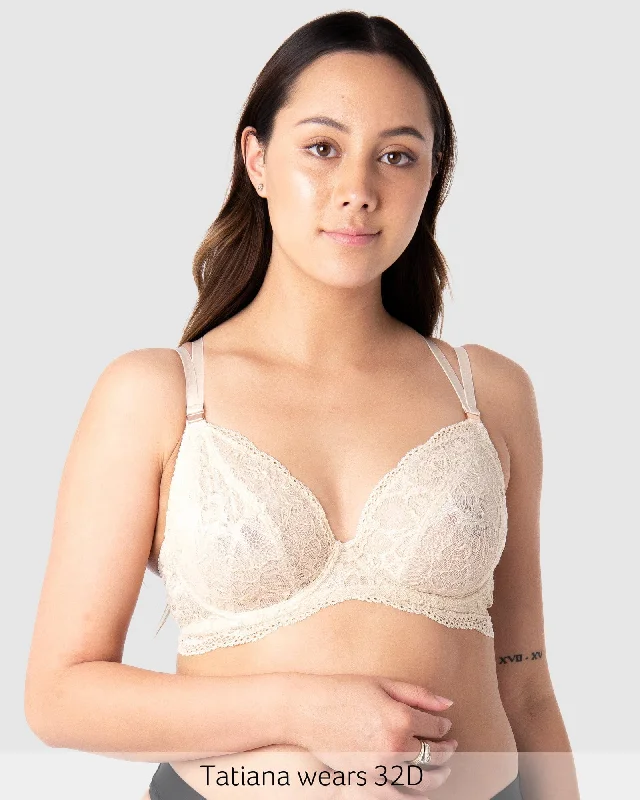 plus size women nursing bra Heroine Plunge Nursing Bra - Sand
