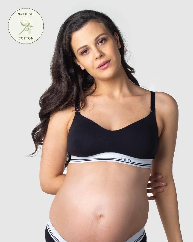 nursing bra for working moms ICON COTTON BLACK MULTIFIT NURSING BRA - WIREFREE