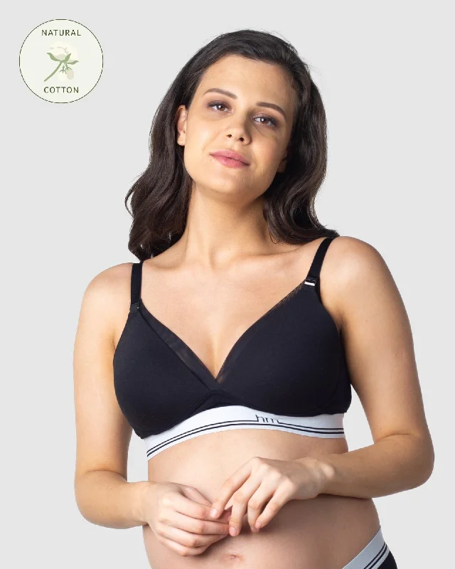 breathable fabric women nursing bra ICON COTTON BLACK T-SHIRT NURSING BRA - WIREFREE breathable fabric women nursing bra ICON COTTON BLACK T-SHIRT NURSING BRA - WIREFREE
