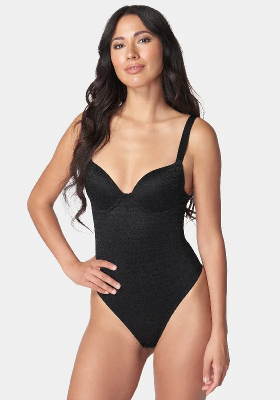 Luxury Lingerie for Special Occasions  Knitted Logo Mesh Shaping Bodysuit