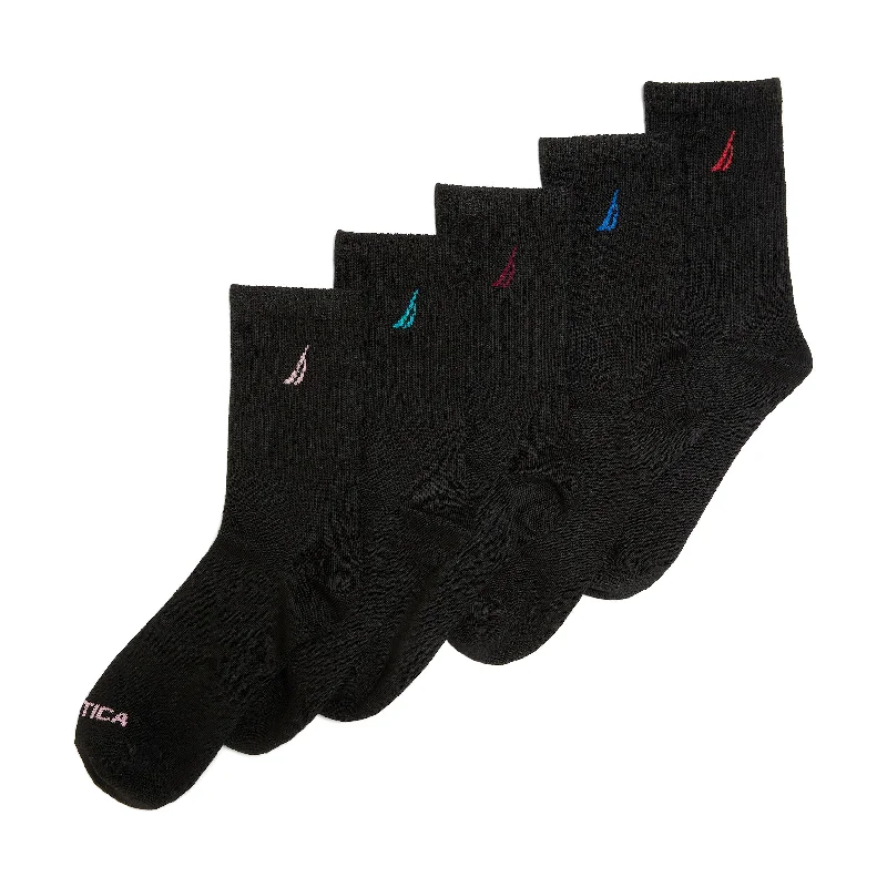 Designer Lingerie Sets for Women  Nautica Womens Crew Socks, 5-Pack