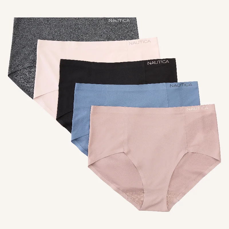 Breathable Bamboo Lingerie for Women  Nautica Womens Nylon Mid Brief, 5-Pack