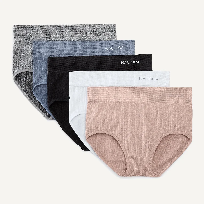 Vintage Inspired Lingerie for Women  Nautica Womens Seamless Ribbed Brief, 5-Pack